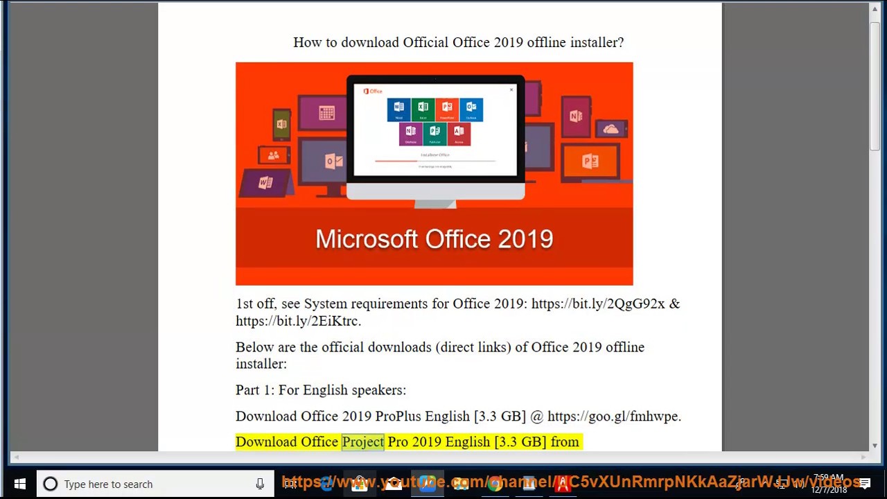 is office 2019 available